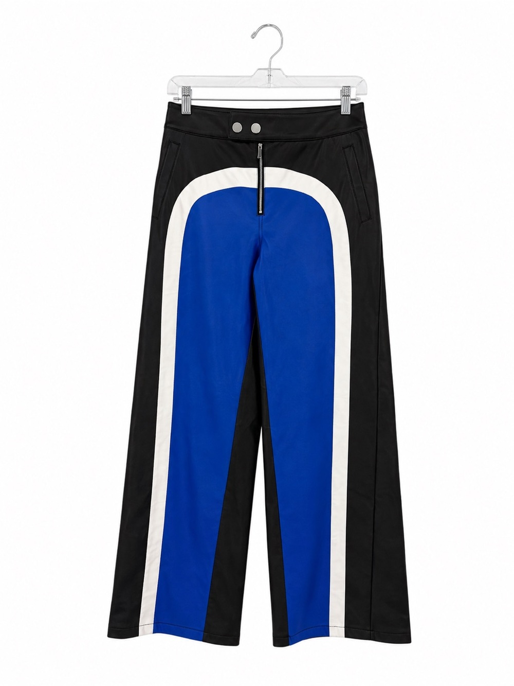 Free People Moto Vegan Leather Pants Incognito Blue Black Size XS Faux